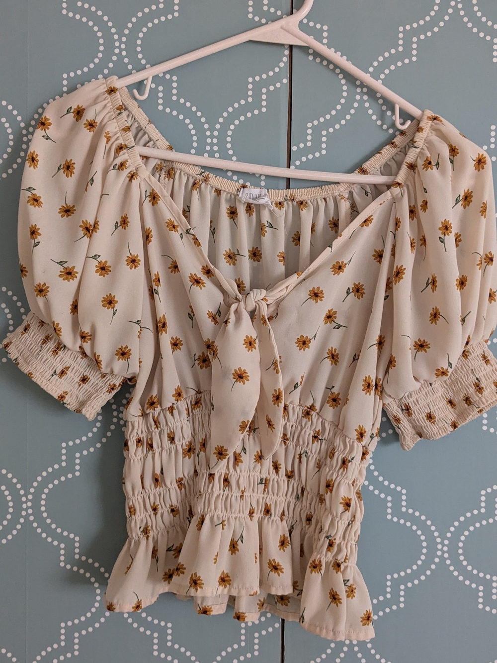 Sienna Sky Cream Floral Tie-Front Crop Top